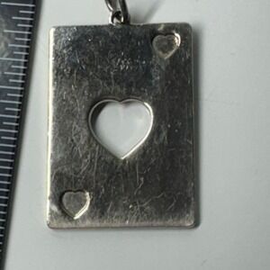 Nine & Company Silver‎ Tone Keychain Card Heart Cutout Charm Love Romance